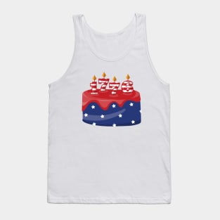 4th of July Happy Birthday America cake American Flag Gift Tank Top